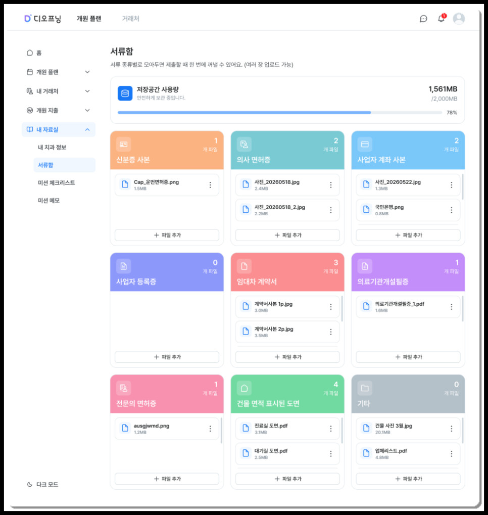 비교표에 상담일과 담당자가 정리된 형태